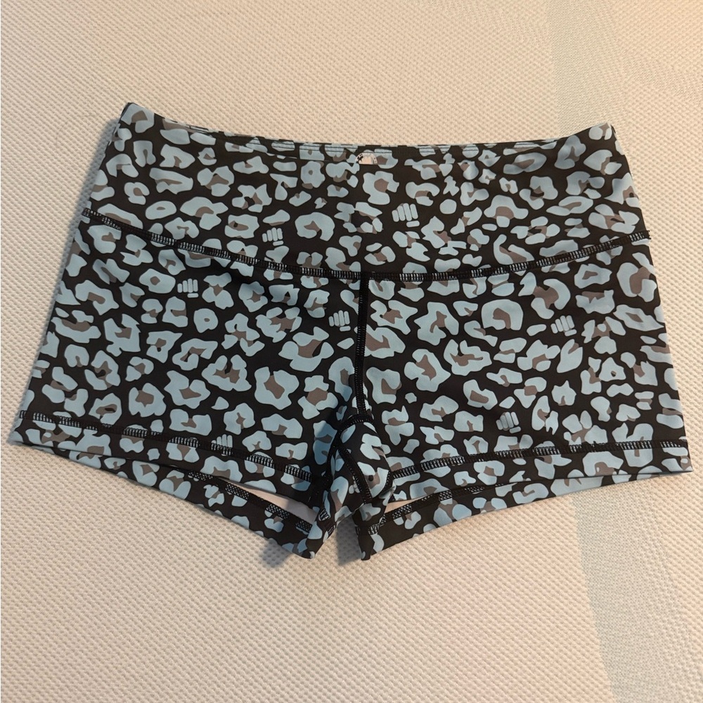 Feed Me Fight Me Black and Blue Leopard Athletic Shorts